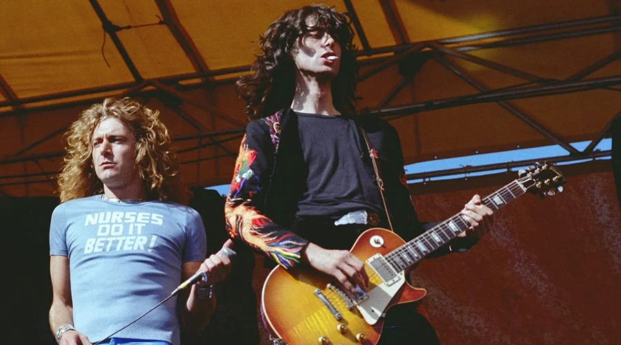 Jimmy Page playing his Gibson Les Paul Standard.