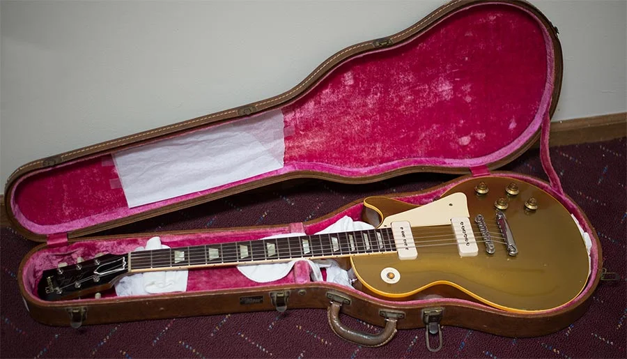 1956 Gibson Les Paul Goldtop inside a Lifton case.