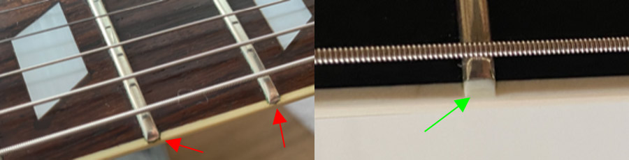 Fake Les Paul fret nibs.