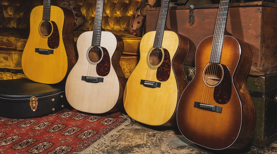 Martin acoustic guitars group shot