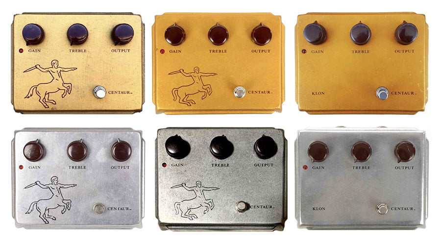 Klon Centaur guitar pedals in Gold and Silver